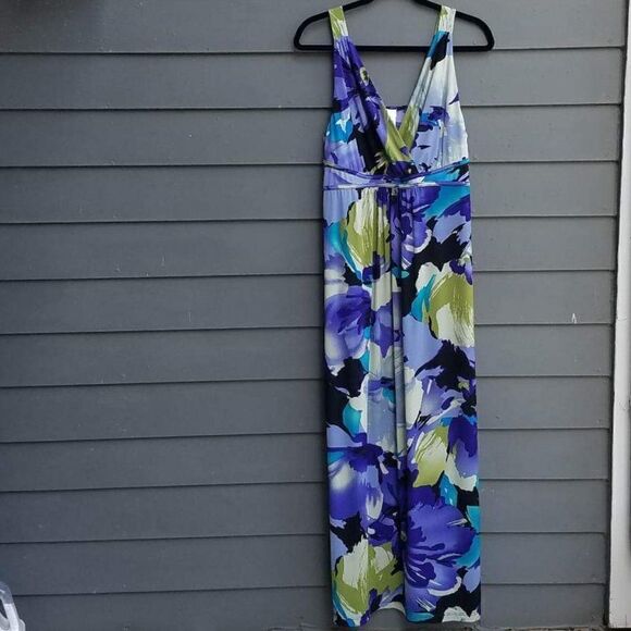 Blue Purple Green Maxi Dress Size 16-18 - Picture 1 of 7